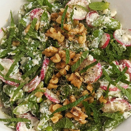 Goodful Snap Pea, Radish, Ricotta & Walnut Salad